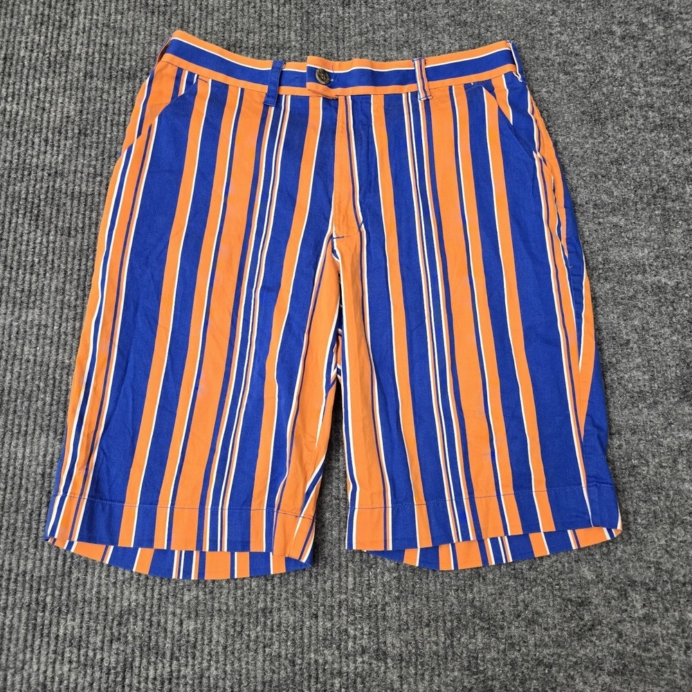 Loudmouth Golf Shorts Stripes Orange Blue White Men's Size 32